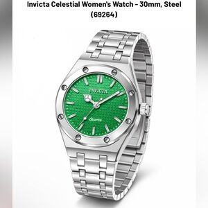 NWT - 69264 - Invicta Celestial Silver Watch with Green Dial